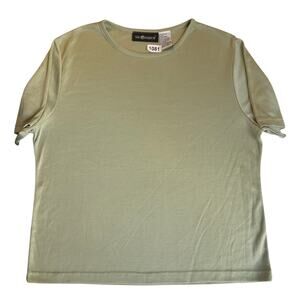 Sag Harbor Women Knit T-shirt size L Green Short Sleeve Stretch Made In Korea